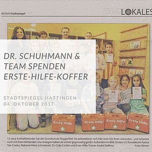 Kinder der Grundschule Heggerfeld freuen sich über neue Erste-Hilfe-Koffer