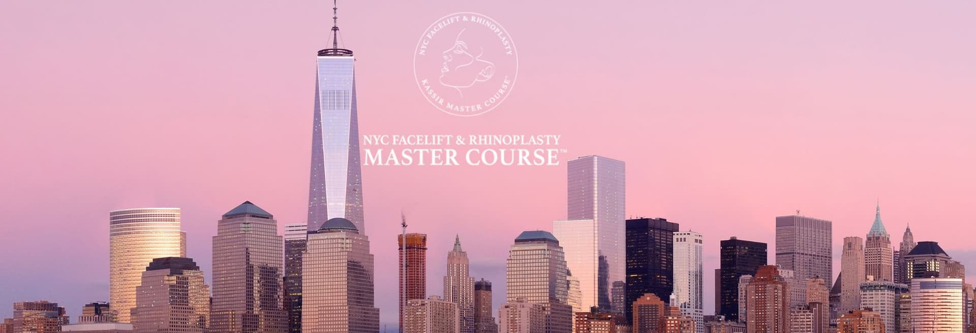 Facelift Kongress New York, New York Skyline vor rosa Hintergrund